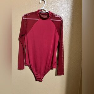 Red Long Sleeve Bodysuit